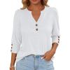 image:imageANRABESS Womens Tops 34 Sleeve Casual Henley Shirts V Neck Buttons Dressy Work Business Blouses 2026 Spring Trendy ClothesWhite