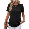 image:imageANRABESS Womens Waffle Knit Tops Short Sleeve Crewneck Shirts Curved Hem Summer Dressy Casual Blouses Spring Fashion ClothingBlack