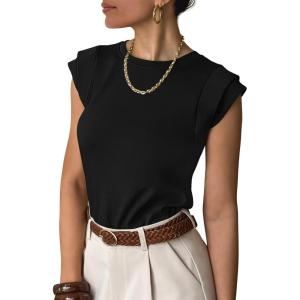 image:imageANRABESS Business Casual Tops for Womens Cap Sleeve Summer Dressy Shirts 2026 Trendy Work Office Outfits ClothingBlack