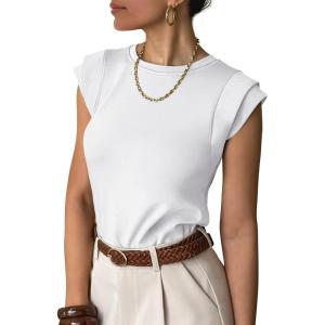 image:imageANRABESS Business Casual Tops for Womens Cap Sleeve Summer Dressy Shirts 2026 Trendy Work Office Outfits ClothingWhite