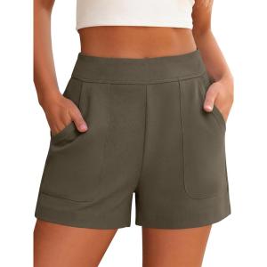 image:imageANRABESS Shorts for Women Summer Casual Elastic High Waist Lounge Comfy Dress Shorts with Pockets 2026 Beach Vacation ClothesArmy