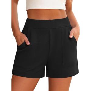 image:imageANRABESS Shorts for Women Summer Casual Elastic High Waist Lounge Comfy Dress Shorts with Pockets 2026 Beach Vacation ClothesBlack