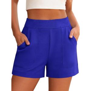 image:imageANRABESS Shorts for Women Summer Casual Elastic High Waist Lounge Comfy Dress Shorts with Pockets 2026 Beach Vacation ClothesBlue