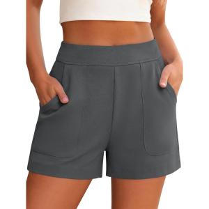 image:imageANRABESS Shorts for Women Summer Casual Elastic High Waist Lounge Comfy Dress Shorts with Pockets 2026 Beach Vacation ClothesGray