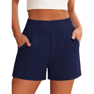 image:imageANRABESS Shorts for Women Summer Casual Elastic High Waist Lounge Comfy Dress Shorts with Pockets 2026 Beach Vacation ClothesNavy