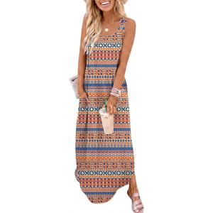 image:imageANRABESS Summer Dresses for Women 2026 Sleeveless Square Neck Maxi Beach Sundress Loose Fit Casual Vacation Tank DressBlue Orange Floral