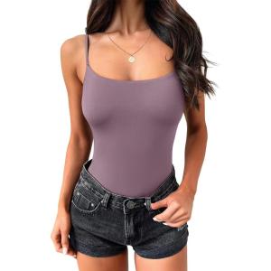 image:imageANRABESS Tank Tops for Women Square Neck Adjustable Spaghetti Strap Double Lined Camisole Tops Summer Basic Cami ShirtsGrey Purple