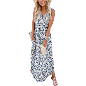 image:imageANRABESS Women Maxi Dress Summer Casual Sleeveless V Neck Sundress Coverups Beach Vacation Clothes with PocketsFloral Blue