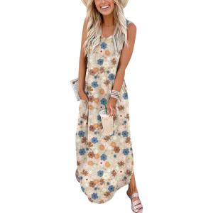 image:imageANRABESS Women Maxi Dress Summer Casual Sleeveless V Neck Sundress Coverups Beach Vacation Clothes with PocketsFloral Flowers
