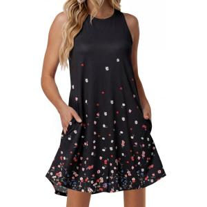 image:imageANRABESS Women Summer Dress Built in Bra 2026 Casual Sleeveless Beach Sundress Flowy Tank Mini Short Dresses with PocketsBlack Floral