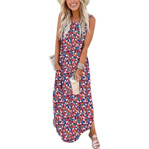 image:imageANRABESS Women Summer Maxi Dress Beach Vacation Sundress Sleeveless Casual Loose Shirt Dresses 2026 Travel OutfitsFloral Rainbow