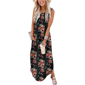 image:imageANRABESS Women Summer Maxi Dress Beach Vacation Sundress Sleeveless Casual Loose Shirt Dresses 2026 Travel OutfitsFloral Roses
