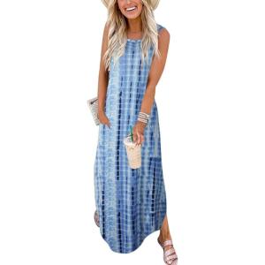 image:imageANRABESS Women Summer Maxi Dress Beach Vacation Sundress Sleeveless Casual Loose Shirt Dresses 2026 Travel OutfitsTie Dye