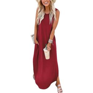 image:imageANRABESS Women Summer Maxi Dress Beach Vacation Sundress Sleeveless Casual Loose Shirt Dresses 2026 Travel OutfitsWinered