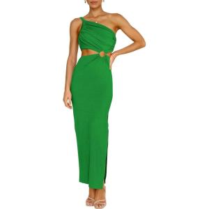 image:imageANRABESS Women Summer One Shoulder Sleeveless Maxi Dress Cutout Sexy Bodycon Semi Formal Dinner Date Vacation DressesGrass