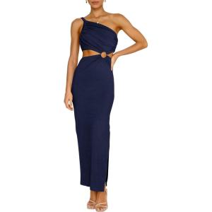 image:imageANRABESS Women Summer One Shoulder Sleeveless Maxi Dress Cutout Sexy Bodycon Semi Formal Dinner Date Vacation DressesNavy Blue