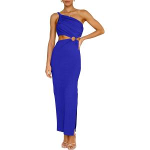 image:imageANRABESS Women Summer One Shoulder Sleeveless Maxi Dress Cutout Sexy Bodycon Semi Formal Dinner Date Vacation DressesRoyal Blue