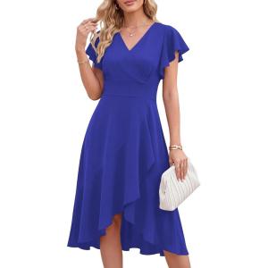 image:imageANRABESS Womens Cocktail Dress Semi Formal Wedding Guest Wrap Midi Dresses Summer Western A Line High Low Ruffled DressBlue