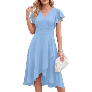 image:imageANRABESS Womens Cocktail Dress Semi Formal Wedding Guest Wrap Midi Dresses Summer Western A Line High Low Ruffled DressLight Blue