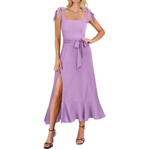 image:imageANRABESS Womens Square Neck Ruffle Split Midi Elegant Formal Wedding Guest Cocktail Bridesmaid Graduation Party DressesPurple