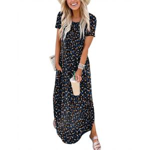 image:imageANRABESS Womens Summer Maxi Dress Short Sleeve Casual Loose Long T Shirt Dresses Split Vacation Beach Sundress Travel OutfitsMulticolored Point