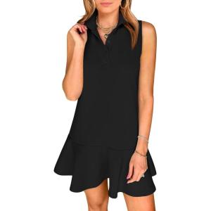 image:imageANRABESS Womens Summer Mini Dresses Polo Sleeveless Shift Short Dress Tennis Golf Athletic Casual Travel Vacation ClothesBlack