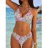 image:imageANRABESS Bikini Sets for Women Two Piece Swimsuits Sexy V Neck Halter String Bathing Suit 2026 Summer Beach SwimwearWhite Red Floral