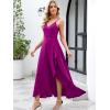 image:imageANRABESS Formal Dresses for Women Evening Party Cocktail Long Dress Split Elegant V Neck Wrap Ruffle Wedding Guest DressesFuchsia
