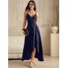 image:imageANRABESS Formal Dresses for Women Evening Party Cocktail Long Dress Split Elegant V Neck Wrap Ruffle Wedding Guest DressesNavy Blue