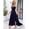 image:imageANRABESS Formal Dresses for Women Evening Party Cocktail Long Dress Split Elegant V Neck Wrap Ruffle Wedding Guest DressesNavy Blue