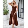 image:imageANRABESS Formal Dresses for Women Evening Party Cocktail Long Dress Split Elegant V Neck Wrap Ruffle Wedding Guest DressesRed Brown