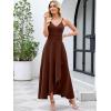 image:imageANRABESS Formal Dresses for Women Evening Party Cocktail Long Dress Split Elegant V Neck Wrap Ruffle Wedding Guest DressesRed Brown