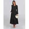 image:imageANRABESS Long Sleeve Midi Dresses for Women Casual 2026 Spring Crewneck A Line Tiered Flowy Loose Trendy Dresses with PocketsBlack