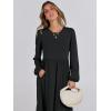 image:imageANRABESS Long Sleeve Midi Dresses for Women Casual 2026 Spring Crewneck A Line Tiered Flowy Loose Trendy Dresses with PocketsBlack