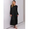 image:imageANRABESS Long Sleeve Midi Dresses for Women Casual 2026 Spring Crewneck A Line Tiered Flowy Loose Trendy Dresses with PocketsBlack