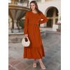 image:imageANRABESS Long Sleeve Midi Dresses for Women Casual 2026 Spring Crewneck A Line Tiered Flowy Loose Trendy Dresses with PocketsBrick Red