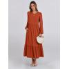 image:imageANRABESS Long Sleeve Midi Dresses for Women Casual 2026 Spring Crewneck A Line Tiered Flowy Loose Trendy Dresses with PocketsBrick Red