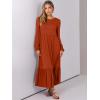 image:imageANRABESS Long Sleeve Midi Dresses for Women Casual 2026 Spring Crewneck A Line Tiered Flowy Loose Trendy Dresses with PocketsBrick Red