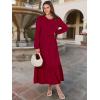 image:imageANRABESS Long Sleeve Midi Dresses for Women Casual 2026 Spring Crewneck A Line Tiered Flowy Loose Trendy Dresses with PocketsBurgundy