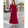 image:imageANRABESS Long Sleeve Midi Dresses for Women Casual 2026 Spring Crewneck A Line Tiered Flowy Loose Trendy Dresses with PocketsBurgundy