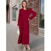 image:imageANRABESS Long Sleeve Midi Dresses for Women Casual 2026 Spring Crewneck A Line Tiered Flowy Loose Trendy Dresses with PocketsBurgundy