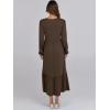 image:imageANRABESS Long Sleeve Midi Dresses for Women Casual 2026 Spring Crewneck A Line Tiered Flowy Loose Trendy Dresses with PocketsCoffee