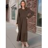 image:imageANRABESS Long Sleeve Midi Dresses for Women Casual 2026 Spring Crewneck A Line Tiered Flowy Loose Trendy Dresses with PocketsCoffee