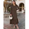image:imageANRABESS Long Sleeve Midi Dresses for Women Casual 2026 Spring Crewneck A Line Tiered Flowy Loose Trendy Dresses with PocketsCoffee