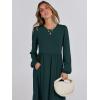 image:imageANRABESS Long Sleeve Midi Dresses for Women Casual 2026 Spring Crewneck A Line Tiered Flowy Loose Trendy Dresses with PocketsDark Green