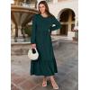 image:imageANRABESS Long Sleeve Midi Dresses for Women Casual 2026 Spring Crewneck A Line Tiered Flowy Loose Trendy Dresses with PocketsDark Green