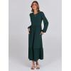 image:imageANRABESS Long Sleeve Midi Dresses for Women Casual 2026 Spring Crewneck A Line Tiered Flowy Loose Trendy Dresses with PocketsDark Green