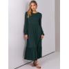 image:imageANRABESS Long Sleeve Midi Dresses for Women Casual 2026 Spring Crewneck A Line Tiered Flowy Loose Trendy Dresses with PocketsDark Green