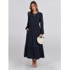 image:imageANRABESS Long Sleeve Midi Dresses for Women Casual 2026 Spring Crewneck A Line Tiered Flowy Loose Trendy Dresses with PocketsDark Navy Blue