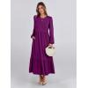 image:imageANRABESS Long Sleeve Midi Dresses for Women Casual 2026 Spring Crewneck A Line Tiered Flowy Loose Trendy Dresses with PocketsPurple